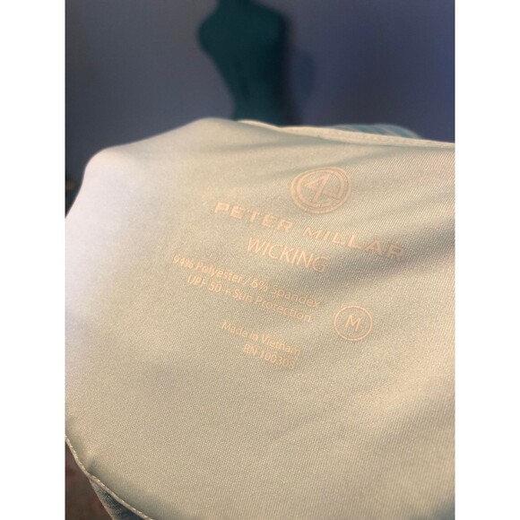 Peter Millar Blue & White Wicking Quarter Zip Pullover, Size M - Picture 5 of 5